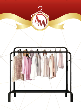 604 A&M CLOTHES DOUBLE HANGERS, 1 SHELF/علاقة ملابس مزدوجة، رف واحد 