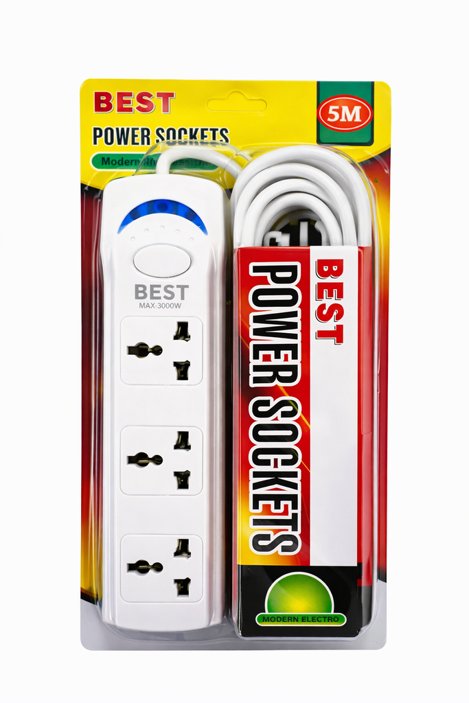 BEST Power Extension 3 Sockets 5.M/ بيست تمديدات الطاقة بثلاثة مقابس بطول 5 أمتار