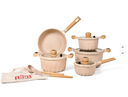 12PCs luxury cooking pot set size:20/24/28 with 2pcs cutlery 1 kitchen apron\مجموعة أواني طهي فاخرة مكونة من 12 قطعة بمقاسات 20/24/28 مع 2 قطعة من أدوات المائدة ومريلة