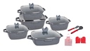 15PCs square cooking set size:20/24/28/32 with 2pcs spade,1 apron and gloves/مجموعة طبخ مربعة مكونة من 15 قطعة مع مجرفتين و مريلة وقفازات