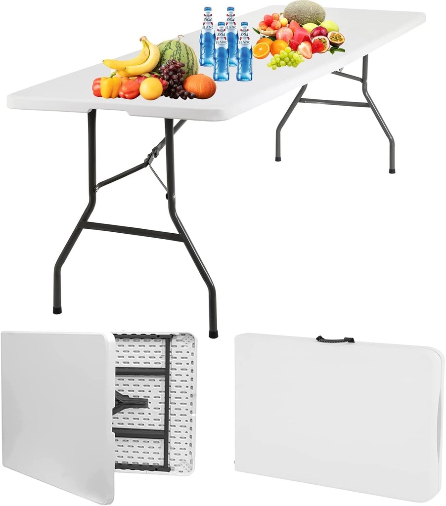 180cm white folding table Thickness-3.0cm / طاولة قابلة للطي باللون الأبيض مقاس 180 سم، سمك 3.0 سم