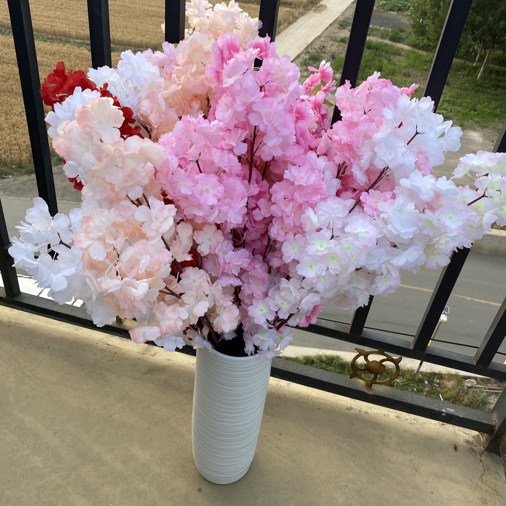 Artificial Cherry Blossoms Decor Flowers 3-forked/  زهور زينة من أزهار الكرز الاصطناعية ذات الثلاث شوك