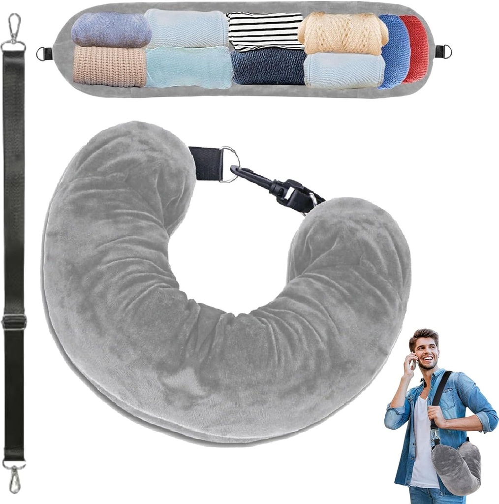 U-Shaped Travel Pillow Can Be Stuffed with Clothes /وسادة سفر على شكل حرف U يمكن حشوها بالملابس