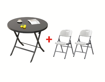 Round seating set 60cm with 2 chairs /عرض جلسة دائرية 60سم مع 2 كراسي