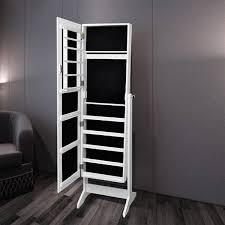 Wooden Mirror Jewelry Storage Cabinet With Shelves/مرآة تخزين مجوهرات خشبية مزودة بأرفف