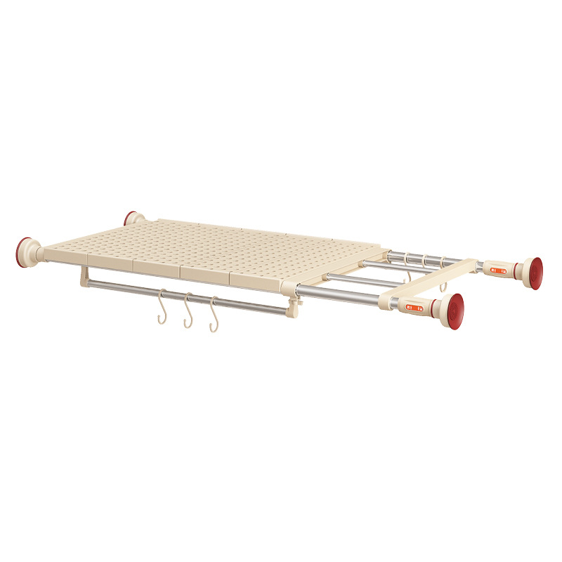 Expandable Stainless Steel Wall-Mounted Storage Rack 110-200 CM/رف تخزين جداري قابل للتمديد مصنوع من الفولاذ المقاوم للصدأ