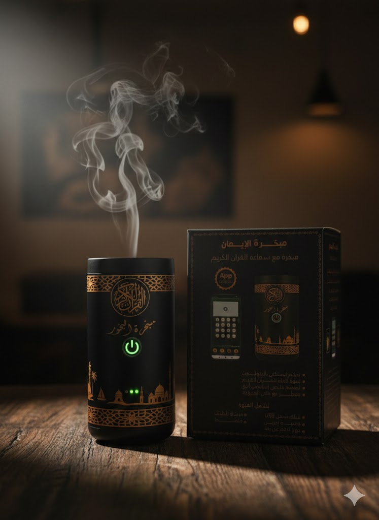PORTABLE QURAN SPEAKER BURNER/مبخر مع مكبرات الصوت القرآنية