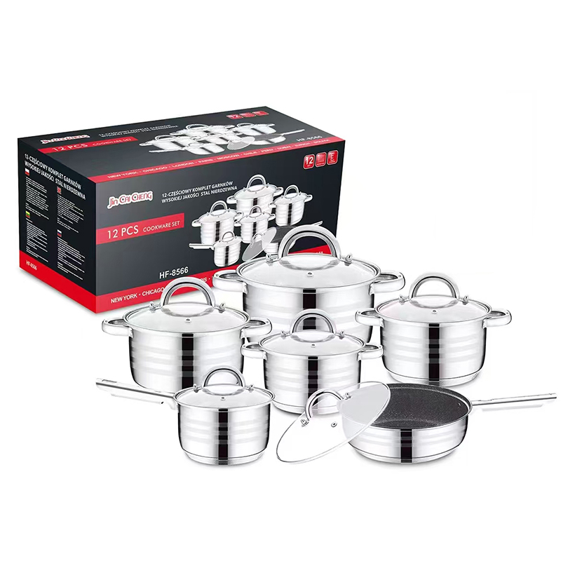 12PC stainless steel cookware set/طقم أواني طهي من الفولاذ المقاوم للصدأ مكون من 12 قطعة