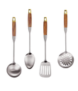 Stainless Steel Kitchen Cooking Utensils set with Wooden Handle/طقم أدوات مطبخ من الفولاذ المقاوم للصدأ بمقابض خشبية