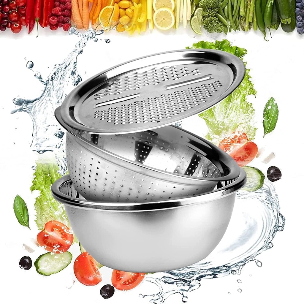  STEEL Vegetable slicer and washing strainer/ قطاعة و مصفاه غسيل الخضار