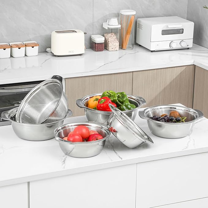 6PSC stainless steel food cleaning  baskets/ 6 سلال تنظيف طعام من الفولاذ المقاوم للصدأ