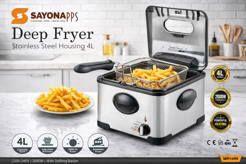 SAYONA DEEP FRYER 6 LTR /مقلاة كهربائية سايونا سعة 6 لتر