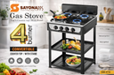 SAYONA 4-BURNER GAS STOVE WITH STAND/موقد غاز سايونا 4 شعلات مع حامل