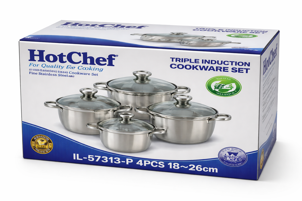 4PCS stainless steel cookware set /طقم أواني طهي من الفولاذ المقاوم للصدأ مكون من 4 قطع
