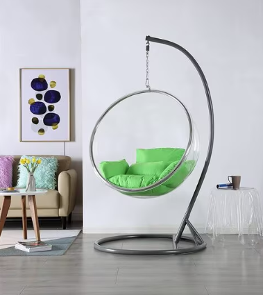 Transparent bubble chair green JAN207-12 / كرسي الفقاعه الشفاف اخضر