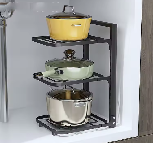 [AM-3747] Kitchen Pot Rack Organizer, Cookware Holders 3 layer/ منظم أرفف المطبخ  تحت المغسلة