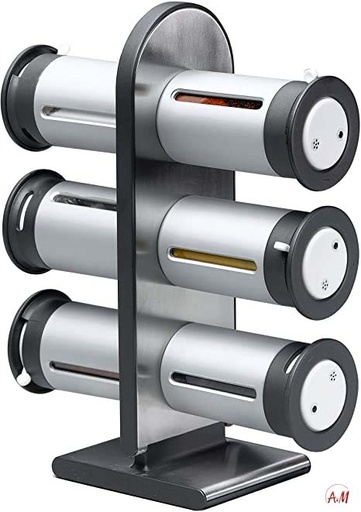 [AM-0017] 6 MAGNETIC SPICE JARS ORGNIZER /منظم توابل المغناطيسي 6 زجاجات