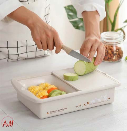 [AM-2078] MULTI-FUNCTION CUTTING BOARD & BASKET / سلة مع لوح لتقطيع الخضار والفواكه