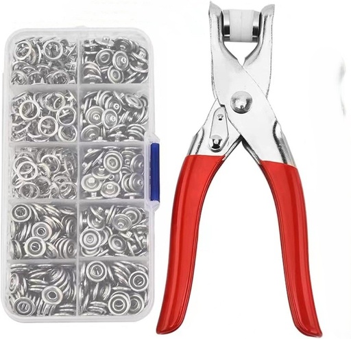 [AM-3861] SNAP BUTTON KIT/ مجموعة ازرار كبس معدنية مع كماشة تثبيت 