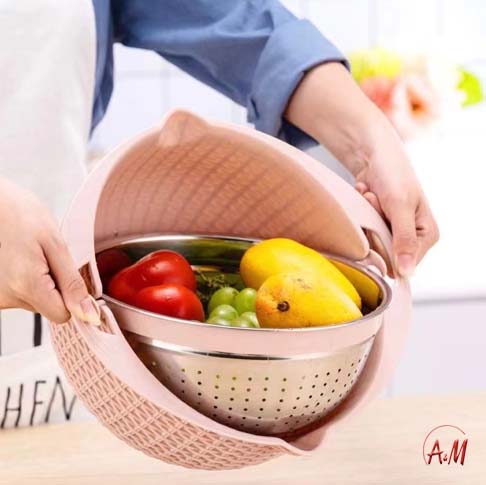 [AM-2086] STAINLESS STEEL MESH STRAINER / سلة غسيل الخضار والفواكه ستاينلس ستيل