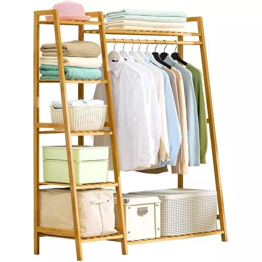 [AM-2271] WOODEN CLOTHES STAND / ستاند الملابس الخشبي