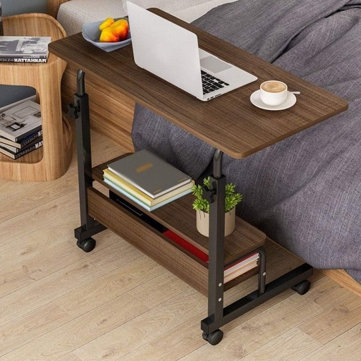 [AM-3811] Adjustable wooden study table, with wheels and shelves/طاولة خشبية قابلة للتعديل للدراسة ,مع عجلات و رفوف 
