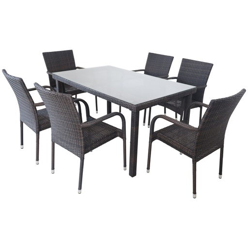 [BO2101-5]  Outdoor TABLE with 6 chairs / جلسة طاولة و 6 كراسي