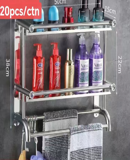 Bathroom Shelf with Towel Bar Hanging Stainless Steel/رف التعليق الحمام مع منشفة من الفولاذ المقاوم للصدأ
