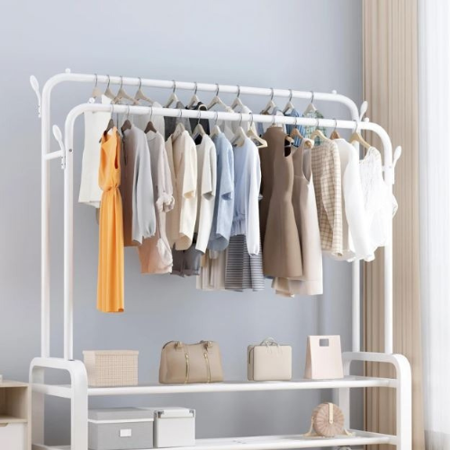 [YP-609] Clothes Double Hanger Stand+2 Shelves / ستاند الملابس علاقة مزدوجة +رفين