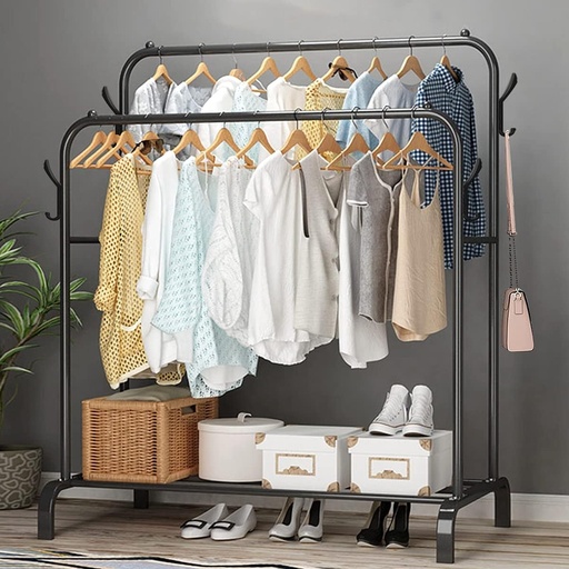 [YP-604] Clothes Double Hanger Stand+1 shelf / ستاند الملابس علاقة مزدوجة+ رف 1