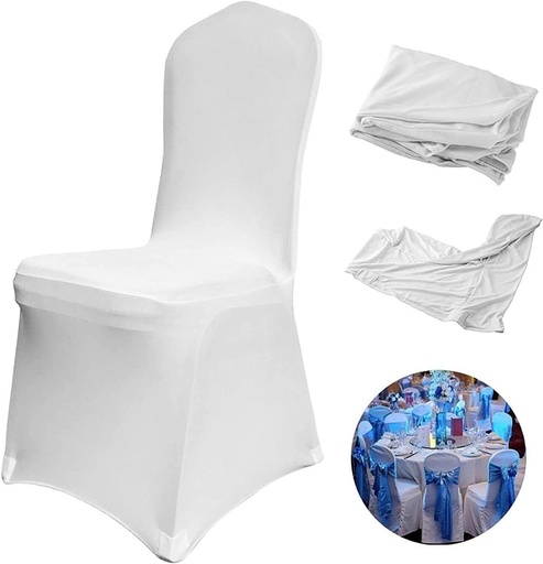 [AM-4024] Stretchable Chair Cover- White/ غطاء كرسي المطاط -أبيض