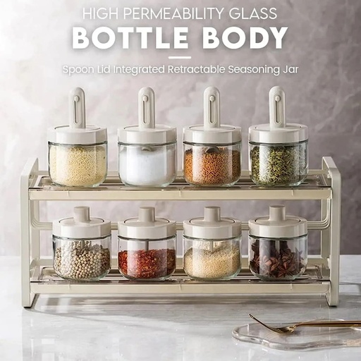 [AM-4472] EXPANSION SEASONING 4 containers with spoon/4 علب منظم التوابل مع ملعقة 