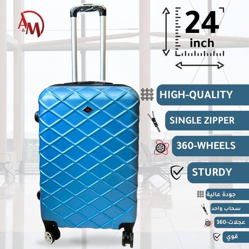 [AM-4567] TRAVEL BAG SINGLE ZIPPER MEDIUM " ICE BLUE "/حقيبة سفر سحاب مفرد حجم متوسطة"  (لون الازرق الجليدي) "