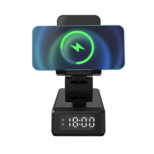 [AM-4651] Wireless ,Charger, Speaker, Clock 15W Fast Charging / شاحن لاسلكي، ساعة مكبر صوت 15 واط شحن سريع