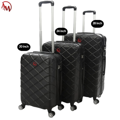[AM-4670] "BLACK" TRAVEL BAG SET OF 3 DIFFERENT SIZES DOUBLE ZIPPER /مجموعة حقائب السفر 3 احجام مختلفة (الاسود) مع سحاب مزدوج  