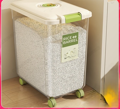 [6613-8865] Rice Storage Container with Wheels 30L /حافظة تخزين الأرز بعجلات سعة 30 لترًا