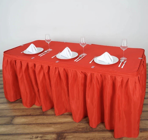 [AM-4870] Satin Table Cover 180x74x74 RED /غطاء طاولة حرير احمر 