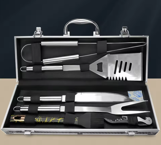 [AM-4895] BBQ Grill Set  In Aluminum Case 6PCs/مجموعة الشواء في علبة الومنيوم 6 قطع