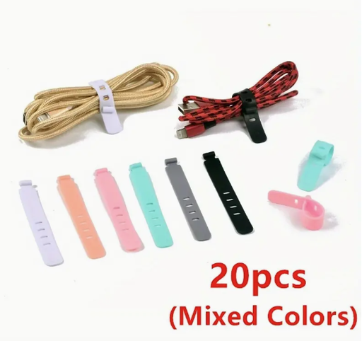 [AM-4919] Cable Organizer Ties 20pcs/ربطات تنظيم الكابلات 20 قطعة