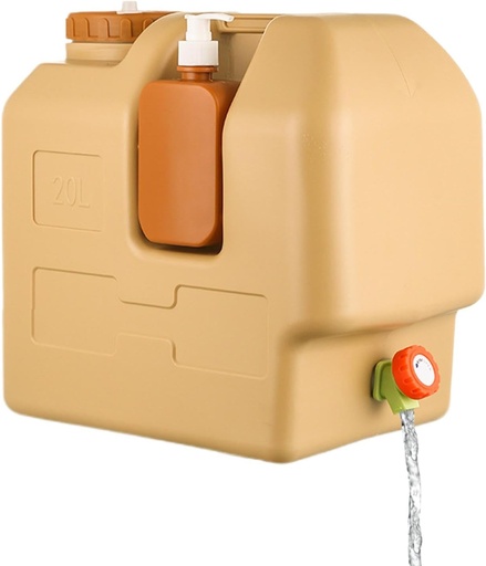 [TZ-80007] 20L Plastic Water Container with Tap - BROWN / علبة مياه بلاستيكية سعة 20 لتر مع صنبور - بني