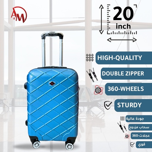 [AM-4977] TRAVEL BAG DOUBLE  ZIPPER SMALL "ICE BLUE "\حقيبة سفر بسحاب مزدوج صغيرة (لون الازرق الجليدي)