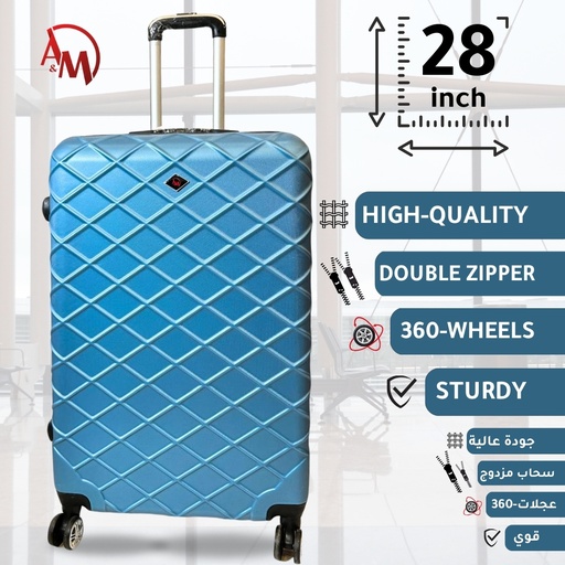 [AM-4979] TRAVEL BAG DOUBLE  ZIPPER LARGE "ICE BLUE "/حقيبة سفر بسحاب مزدوج كبيرة  (لون الازرق الجليدي)"