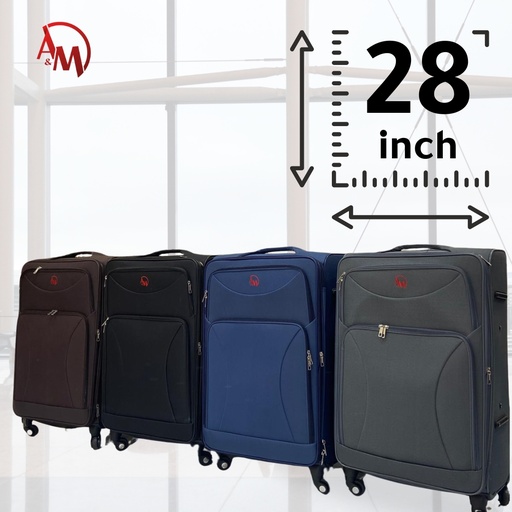 [AM-6078] Travel Suitcase Double zipper- Large 28 CM /حقيبة سفر بسحاب مزدوج - كبير 28 سم
