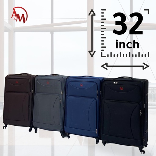 [AM-6079] Travel Suitcase Double zipper - Extra Large 32 CM/حقيبة سفر بسحاب مزدوج - كبيرة جدًا 32 سم