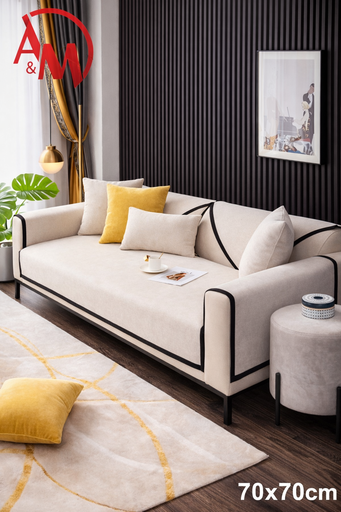 [AM-6158] Non-slip Couch Cover Mat S SIZE  70*70 OFF WHITE /غطاء أريكة غير قابل للانزلاق مقاس صغير 70*70 أبيض عاجي