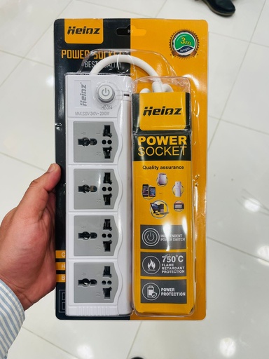 [AM-6195] HEINZ POWER SOCKET 4 Outlets 3M/ مقبس طاقة من هنز اربعة منافذ بطول 3 امتار