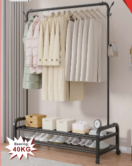 [AM-6213] A&M Single Pole Clothes Hanger with 2 Shelves Plastic  120x46x175cm/علاقة ملابس مع رفين