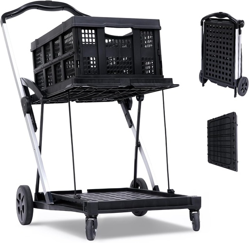 [AM-6308] Double-layer aluminum shopping cart (one basket) /عربة تسوق من الألومنيوم مزدوجة الطبقات (سلة واحدة)