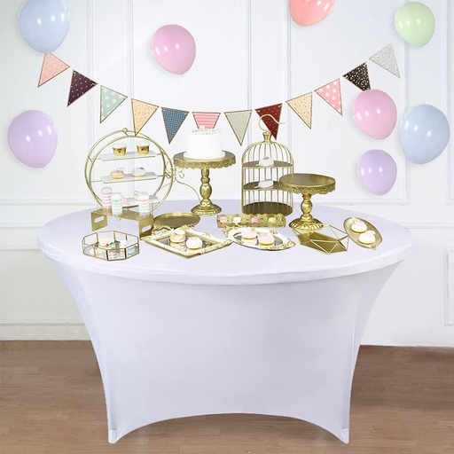[AM-6253] Round Table Cover white-150cm/غطاء طاولة مستديرة أبيض