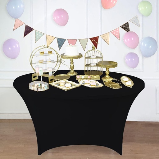 [AM-6254] Round Table Cover BLACK-150cm/ غطاء طاولة مستديرة لون الاسود